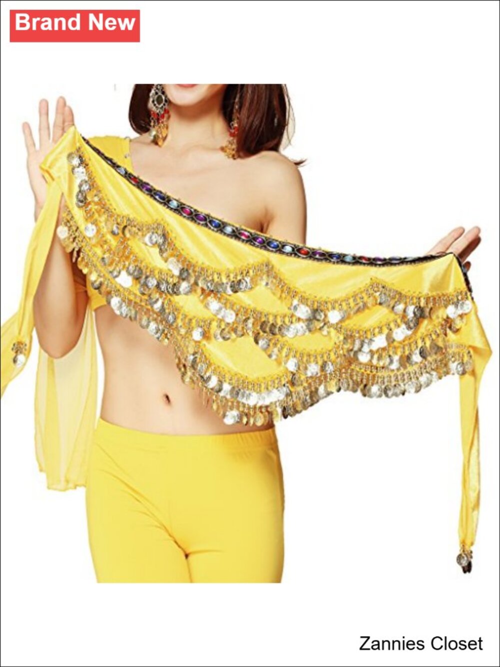 ✨ Belly Dance Hip Scarf Wrap Skirt with Gold Coins Velvet
